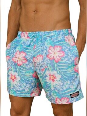 VINEYARD VINES 7" Printed Chappy Trunks Floral Tide Blue/pink Multi. Size Small
